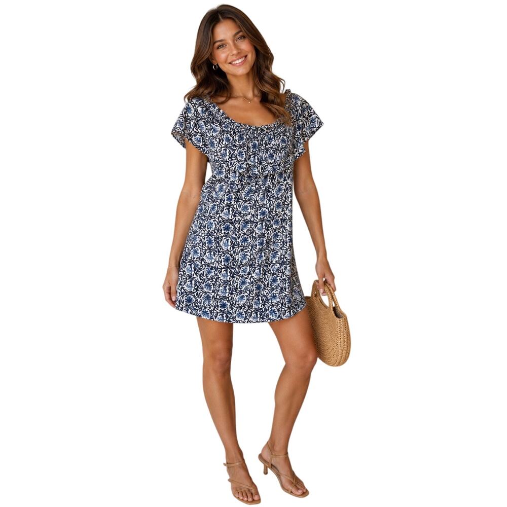 H&M Peasant Style Off Shoulder Floral Print Dress Size Medium